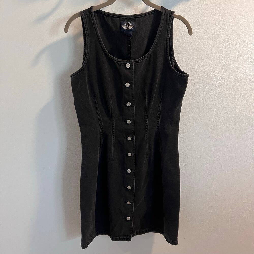 Vtg Dockers Black 100% Cotton Sleeveless Dress Size S